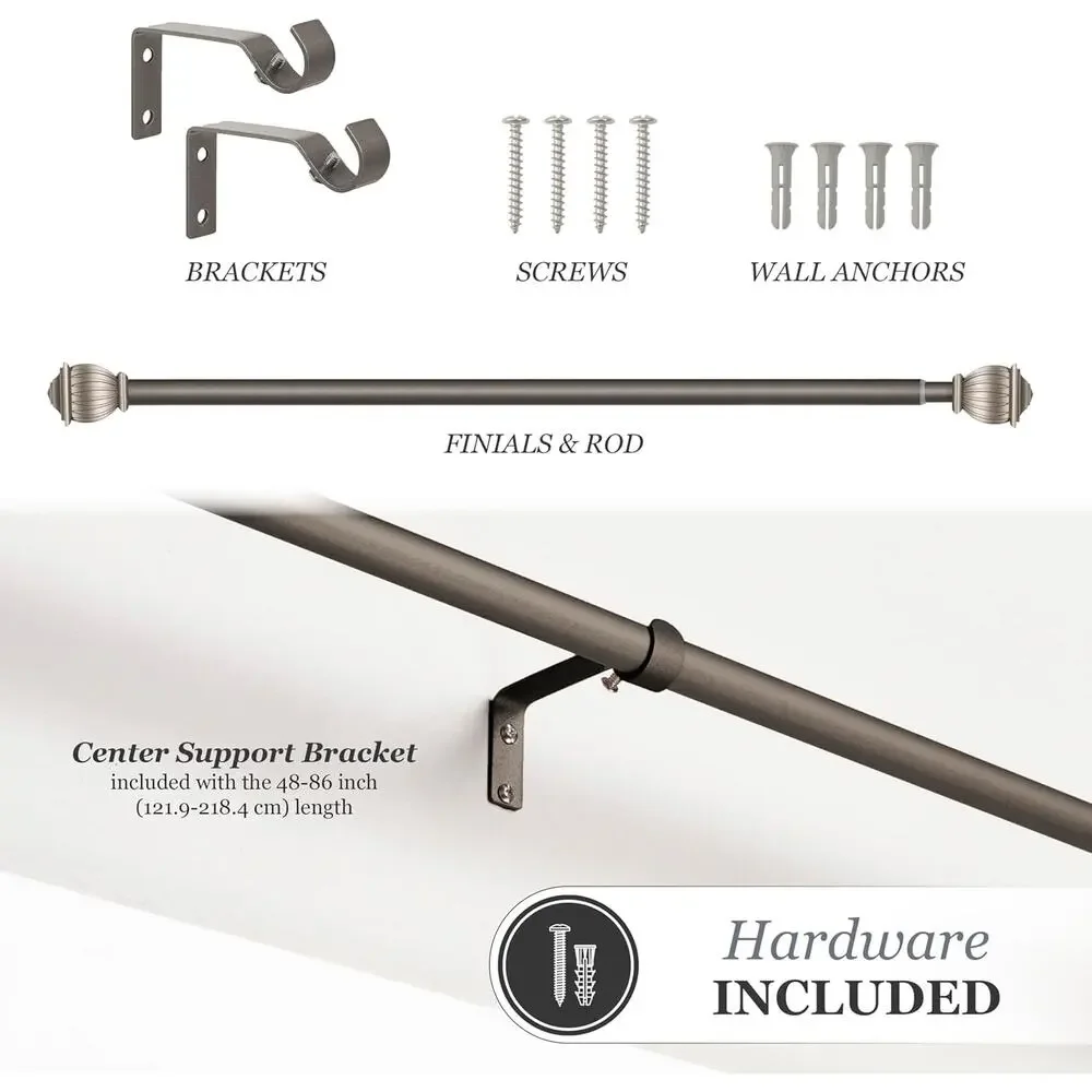 Kenney Beckett 5/8 in Adjustable Decorative Curtain Rod Pewter 28 to 48 in